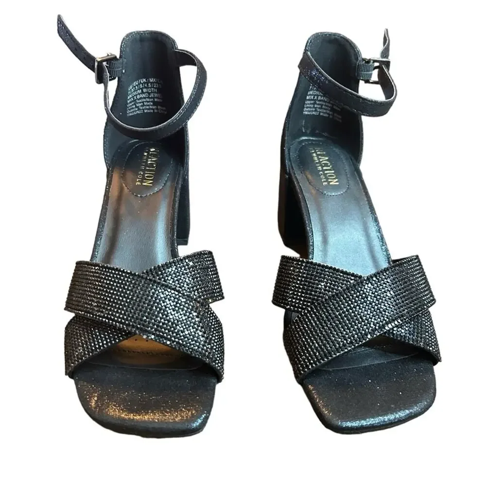 KENNETH COLE REACTION Mix X Band Dress Sandal Black NEW Size 7